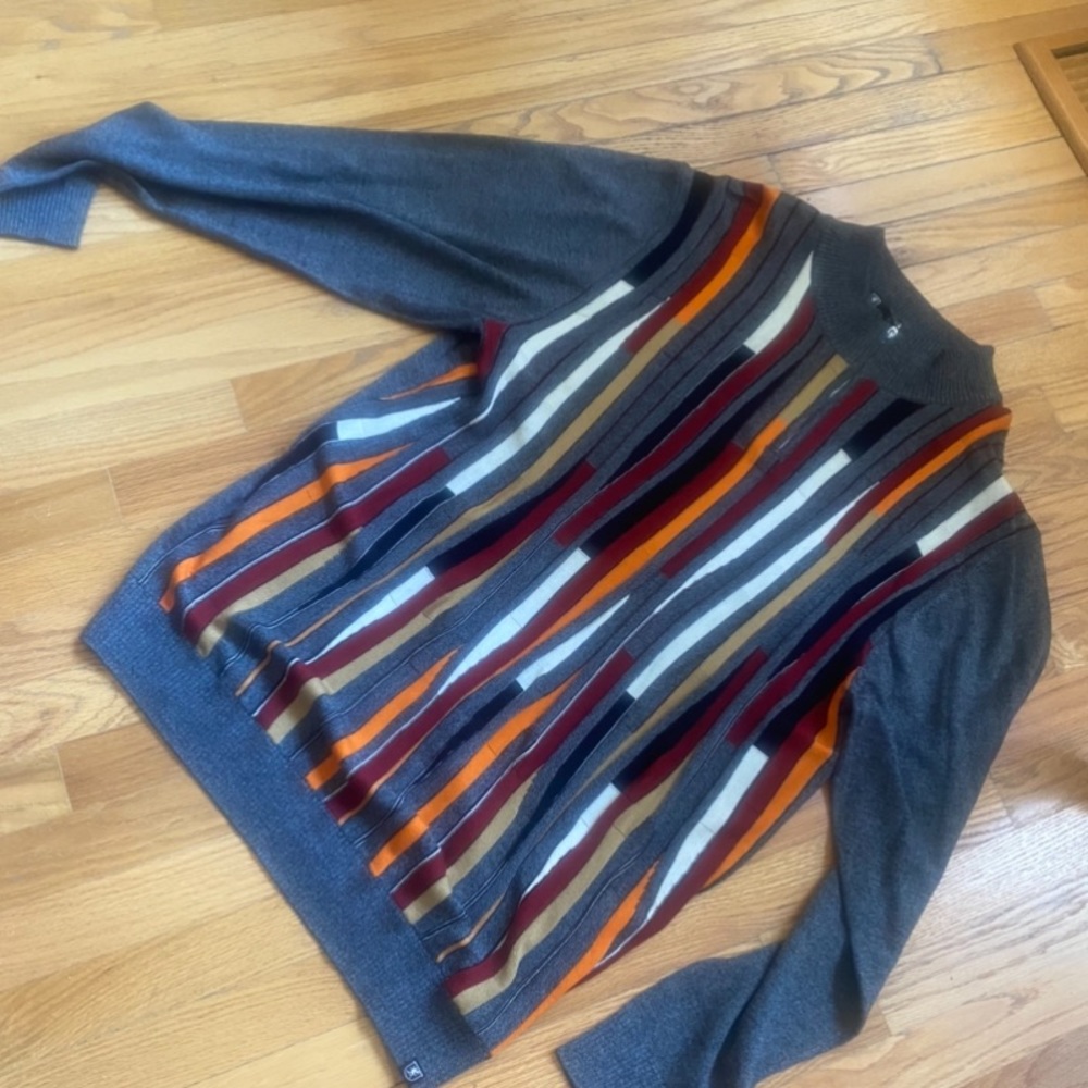 Mens Stacy Adams tri vertical quarter inch v neck zipper sweater.